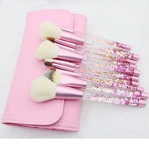 Набір кистей для макіяжу 10 шт. Diamond Brush Set, кисті з кришталевою ручкою для тональної основи, змішування, пудри, тіней, косметичка, набір кистей для краси synthetic.ua - Фото 1