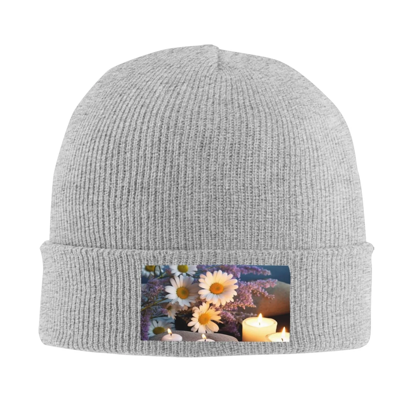 Шапка-біні з камінням і ромашками Daisies для жінок, зимова тепла в'язана, фото №4