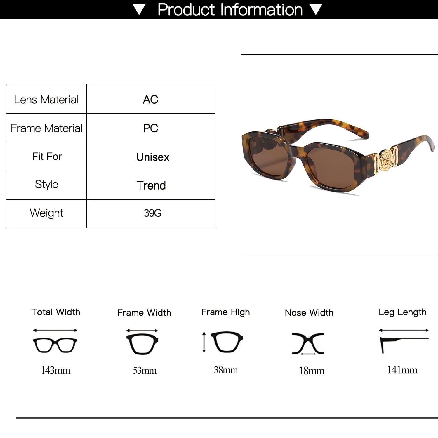 Сонцезахисні окуляри Прямокутні Trendy OSAGAMA для жінок та чоловіків, вінтажні 90-х, фото №3