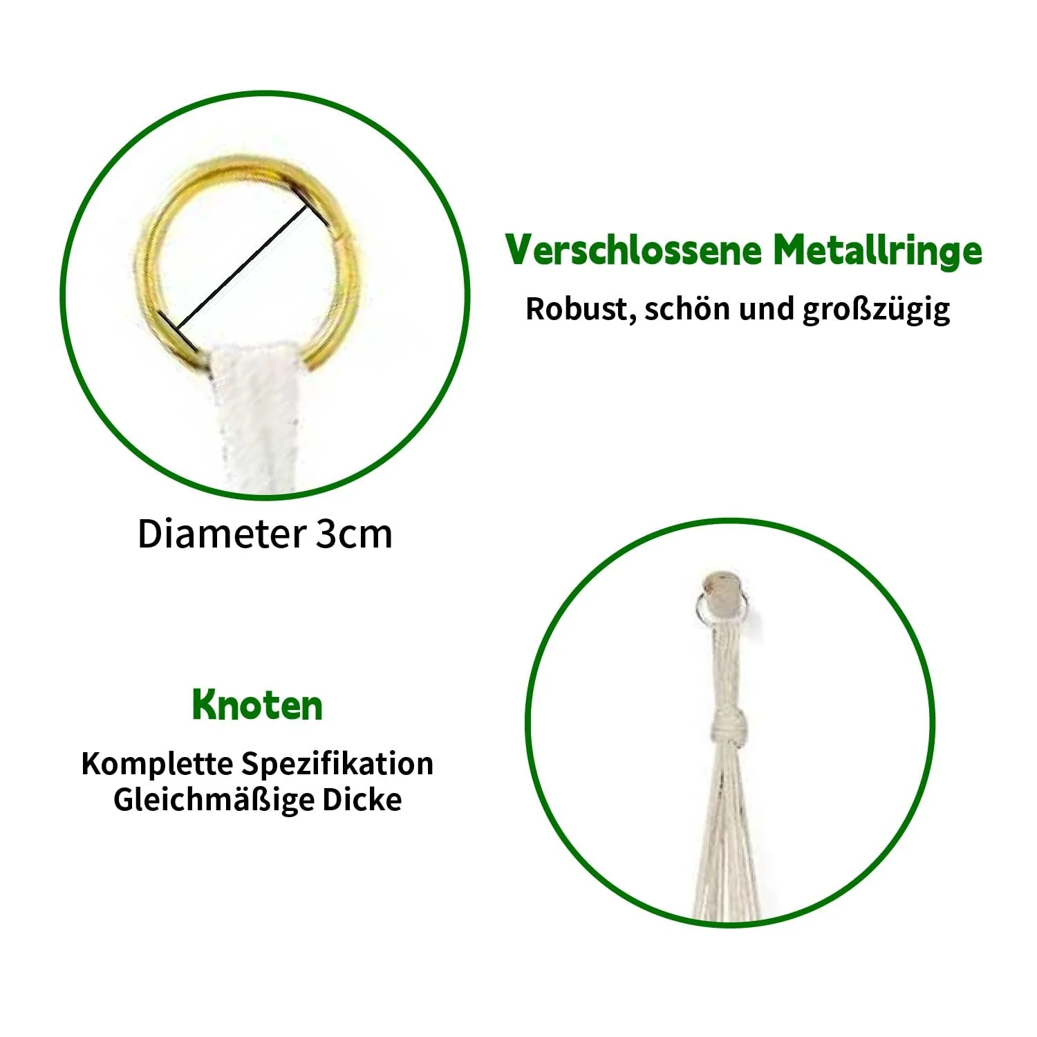 Набор подвесных корзин макраме 6 шт. 80/90/100 см Белый, фото №4