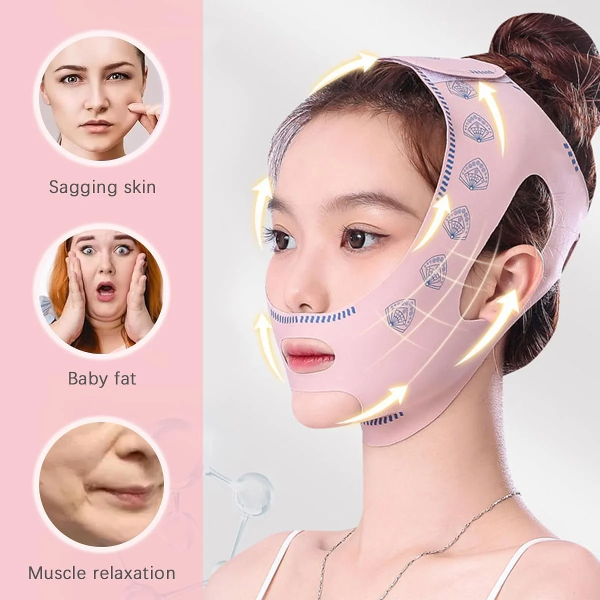 Маска для V-подібного ліфтингу обличчя, контурування, нічна, проти зморшок, фото №6