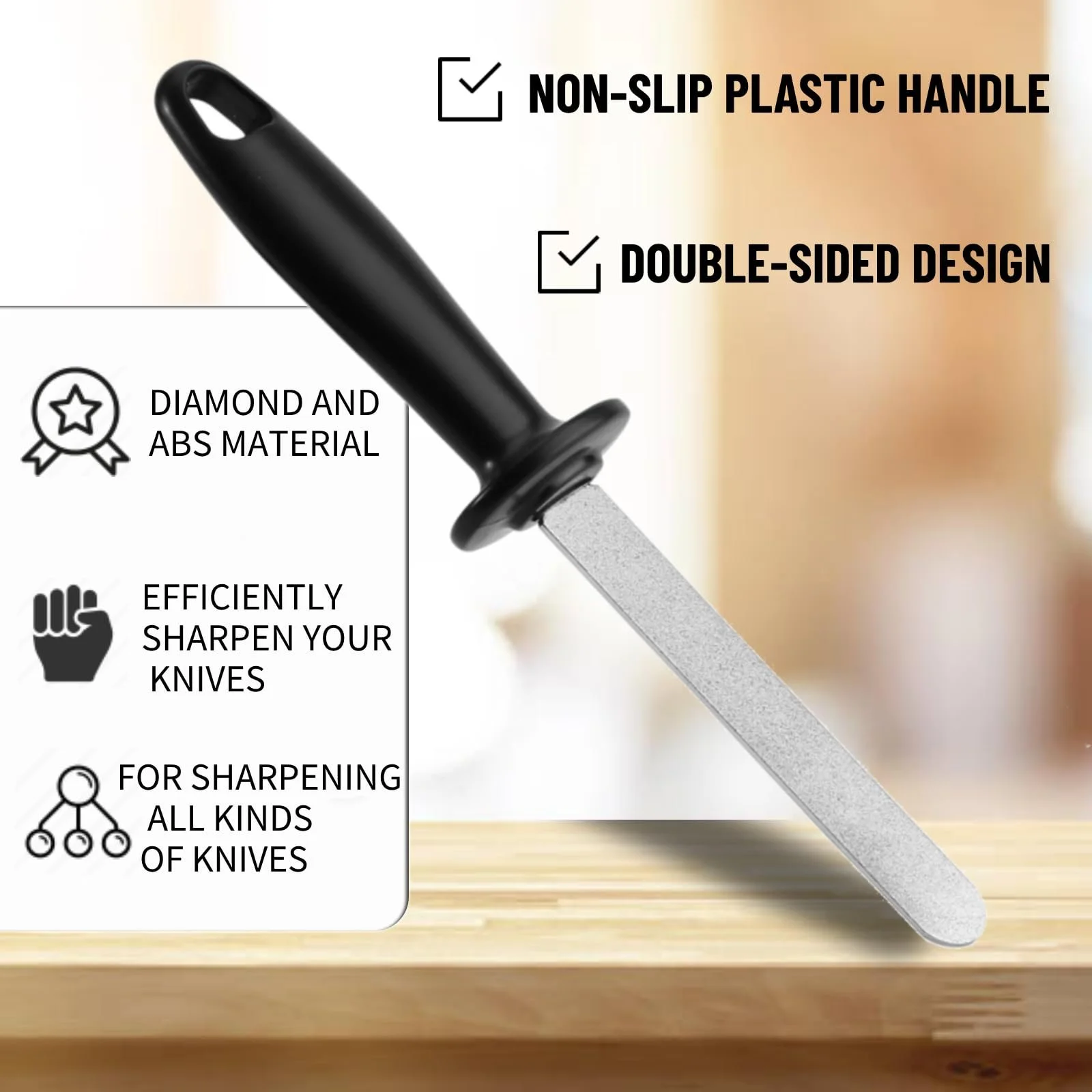 Точилка для ножів Double Sided Sharpening Steel портативна двостороння з ручкою, фото №2