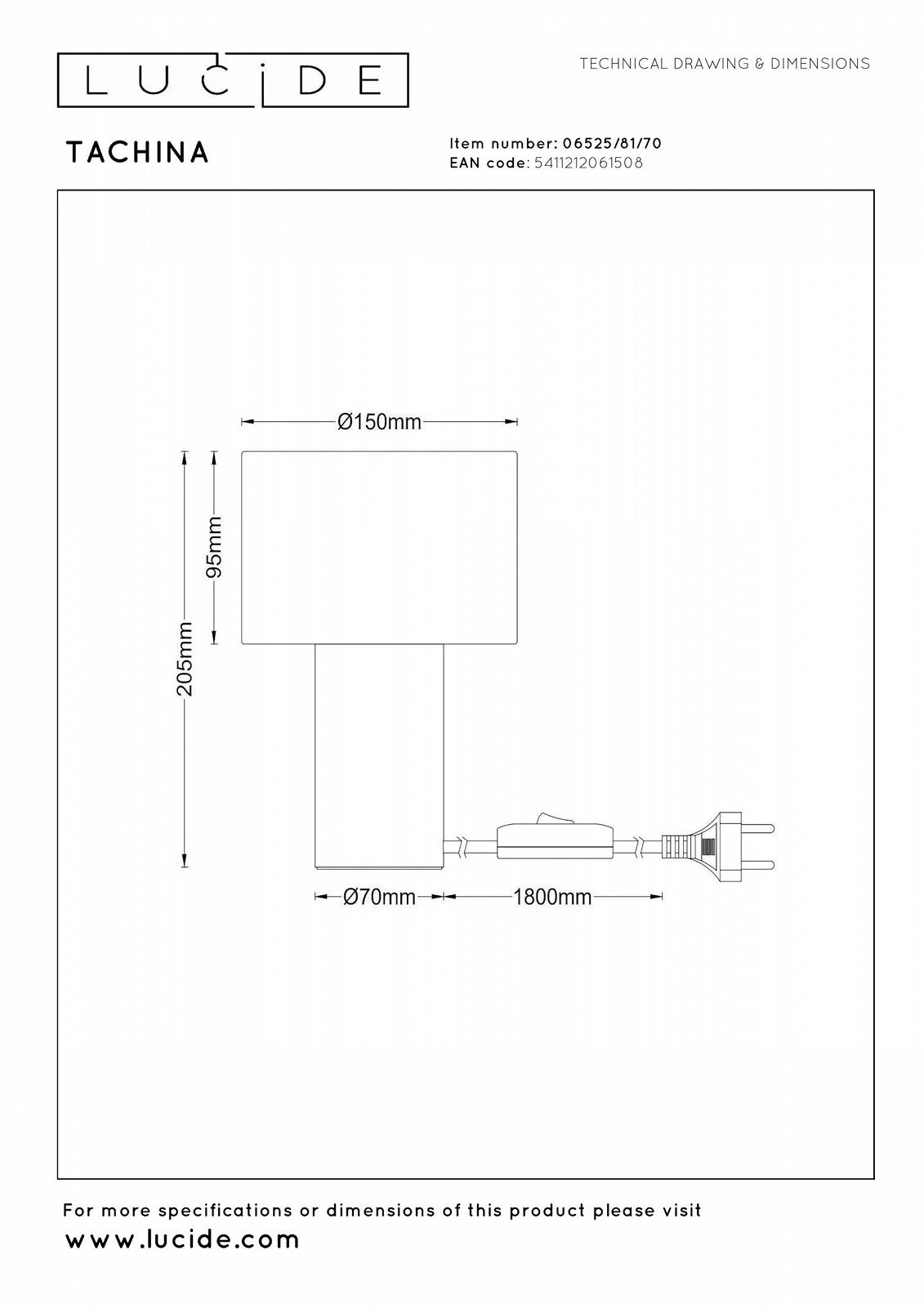 Настільна лампа LUCIDE Tachina 1 x E14 Natural, фото №7