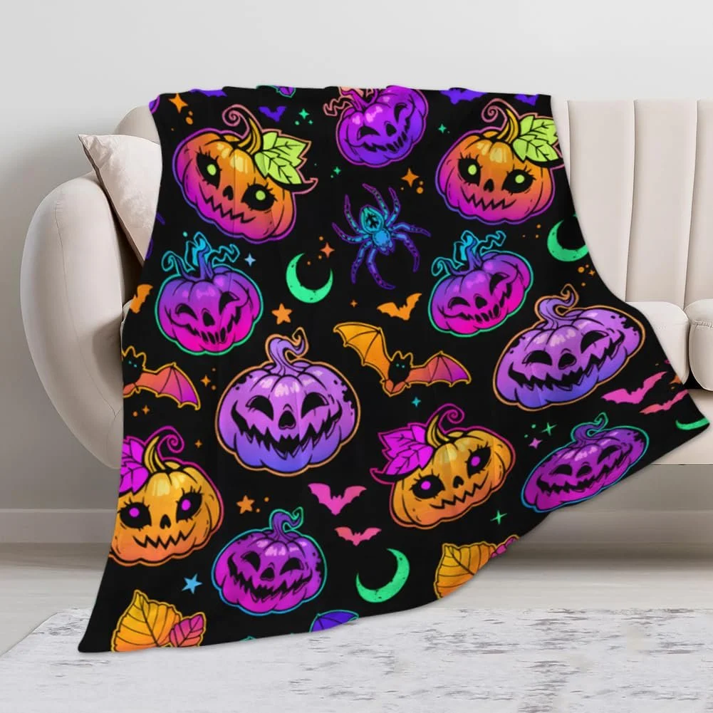 Покривало Halloween Фланелева З мотивами, такими як гарбузи, привиди та кажани, фото №1