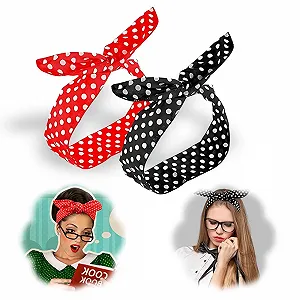 Повязка на голову в горошек, широкая - Фото 1