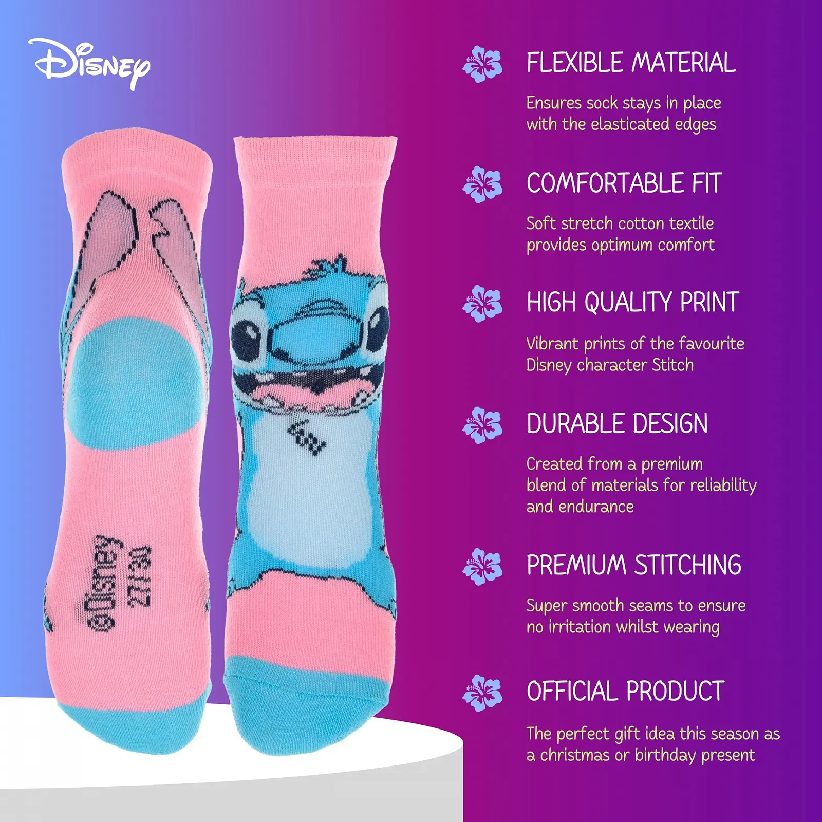 Шкарпетки Disney Stitch для дівчат Набір з 6 класичних бавовняних шкарпеток Розміри UK 6-2, фото №5