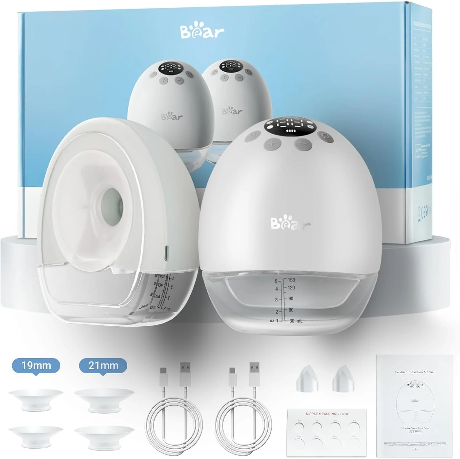 Молокоотсос Bear Electric Portable Hands-Free 4 режима 9 уровней 2 шт., фото №1