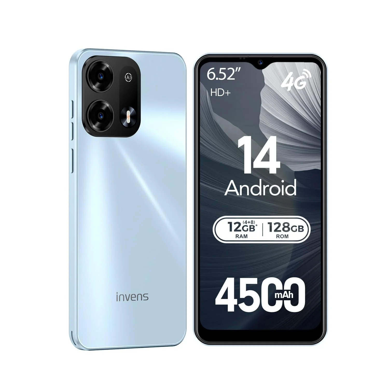 Смартфон invens Note TK02 12ГБ (4+8) + 128ГБ / 256ГБ Android 14 6.52'' 4500мАч 16Мп + 8Мп Синий, фото №1 Смартфон invens Note TK02 12ГБ (4+8) + 128ГБ / 256ГБ Android 14 6.52'' 4500мАч 16Мп + 8Мп Синий, фото №1