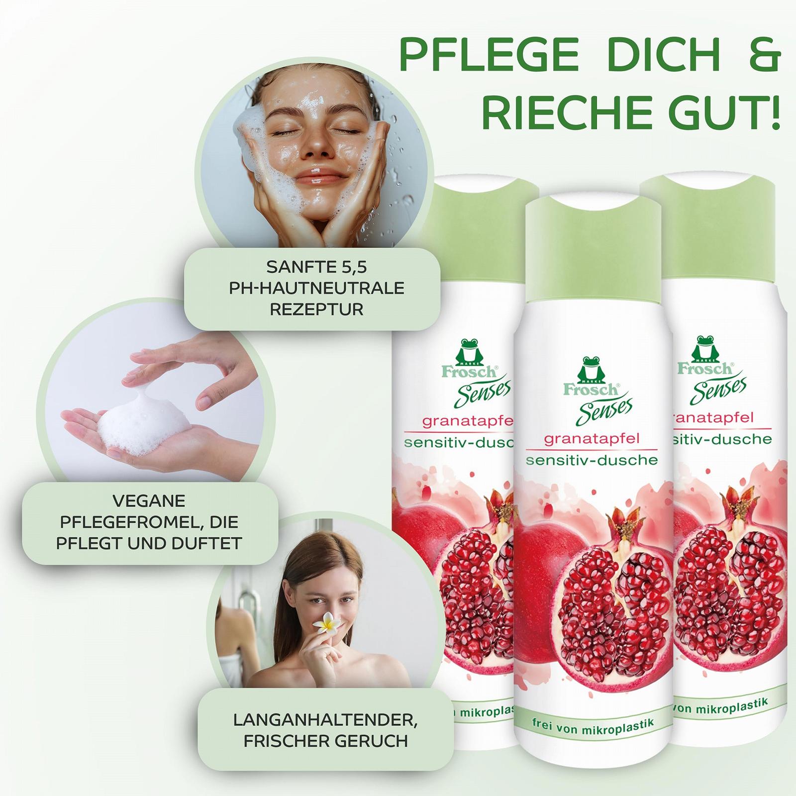 Гель для душу Frosch Senses Pomegranate Sensitive 6 x 300 мл, фото №4 Гель для душу Frosch Senses Pomegranate Sensitive 6 x 300 мл, фото №4