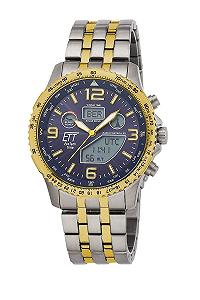 Мужские часы ETT Eco Tech Time Radio Solar World Time Хронограф с титановым ремешком EGT-11576-31M, серебристый, Современные - Фото 1