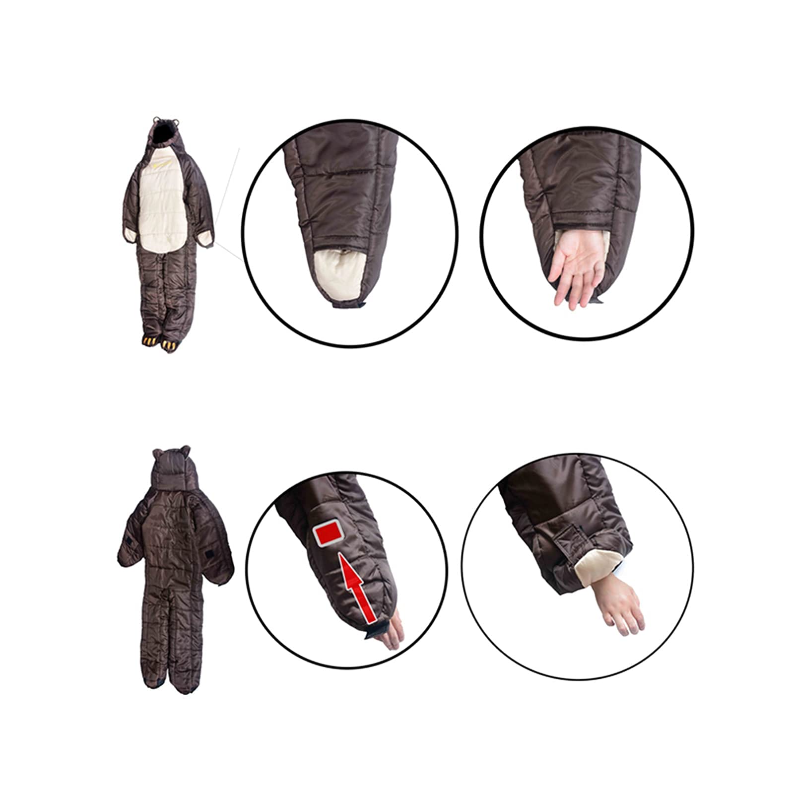 Спальний мішок MYVVKIA Schlafsackanzug легкий 3–4-сезонний з руками та ногами, фото №3