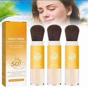 Пудра з пензлем SPF 50, матуюча, для контролю жирності, дихаюча, для всіх типів шкіри (3 шт) - Фото 1
