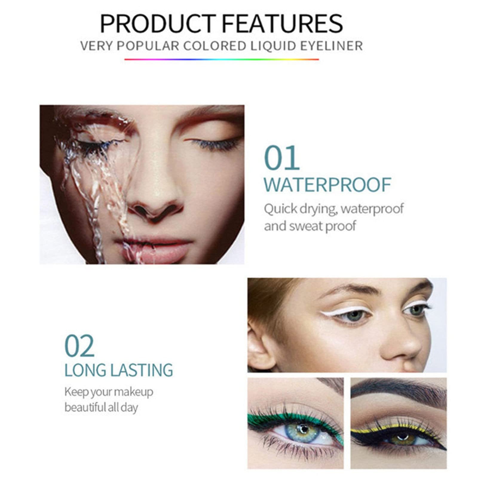 Кисть Flüssiger Eyeliner Perlglanz-Farbe Жидкая Подводка Водостойкая, долговременная Гелевая подводка для макияжа 7мл кисть изогнутая, фото №7