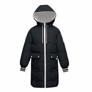 Довга зимова стьобана куртка з капюшоном, хутряним коміром synthetic.ua - Фото 1