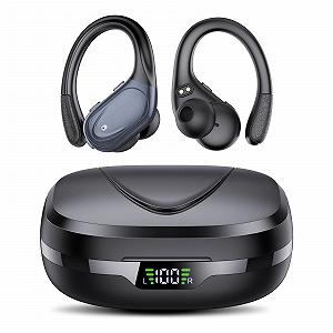 Спортивные наушники Bluetooth CASCHO, Wireless 5.3, 60 часов, глубокий бас, внутриканальные наушники с 4 ENC микрофонами, IPX7 водонепроницаемые, с ушными крючками, черные - Фото 1