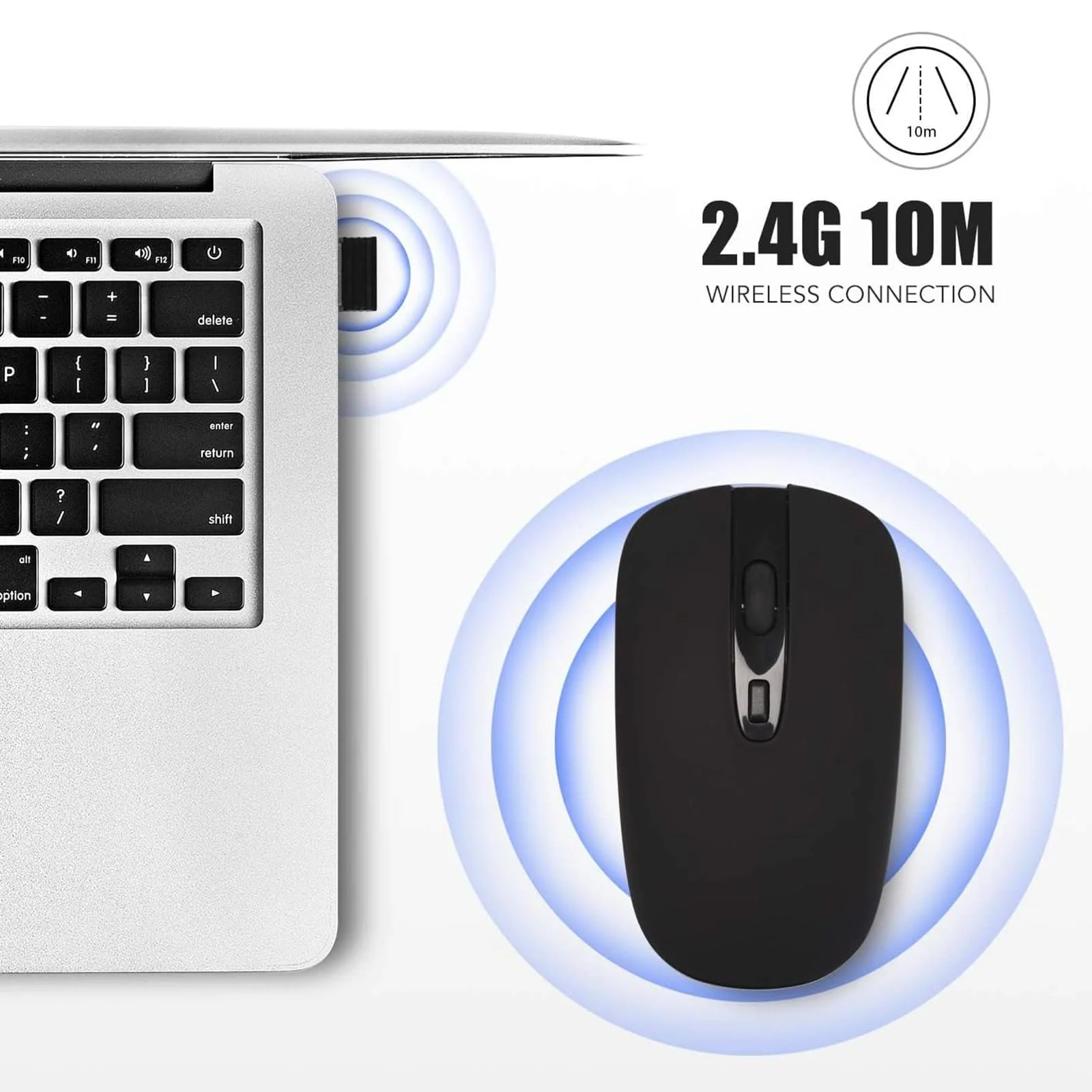 Миша Бездротова Cimetech 2,4 GHz Тиха Ергономічна з USB Нано Приймачем 800/1200/1600 DPI Оптична, фото №4