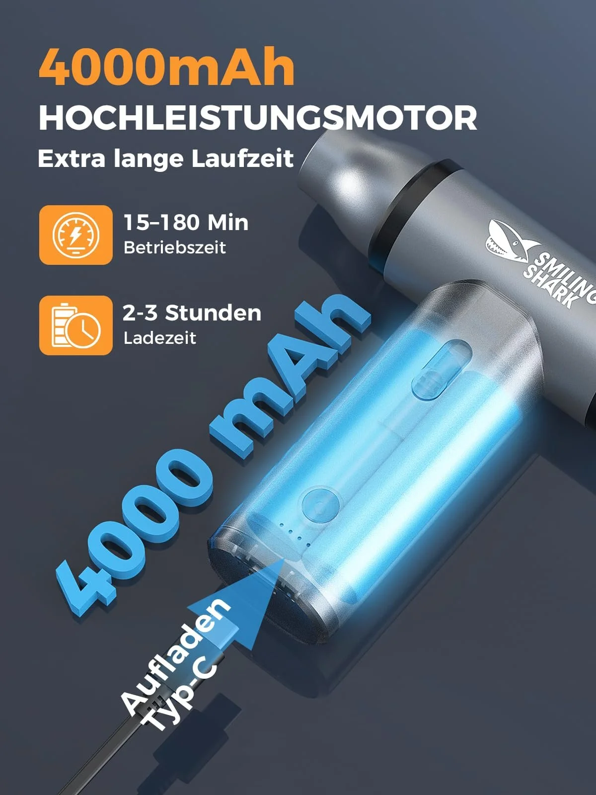 Акумуляторний повітродувка  Smiling Shark J01 130 000 об/хв Grey, фото №5