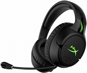 Геймерские беспроводные наушники HyperX Cloud Flight Wireless / Радиоканал / Подсветка / Черно-зеленый (196188047613) - Фото 1