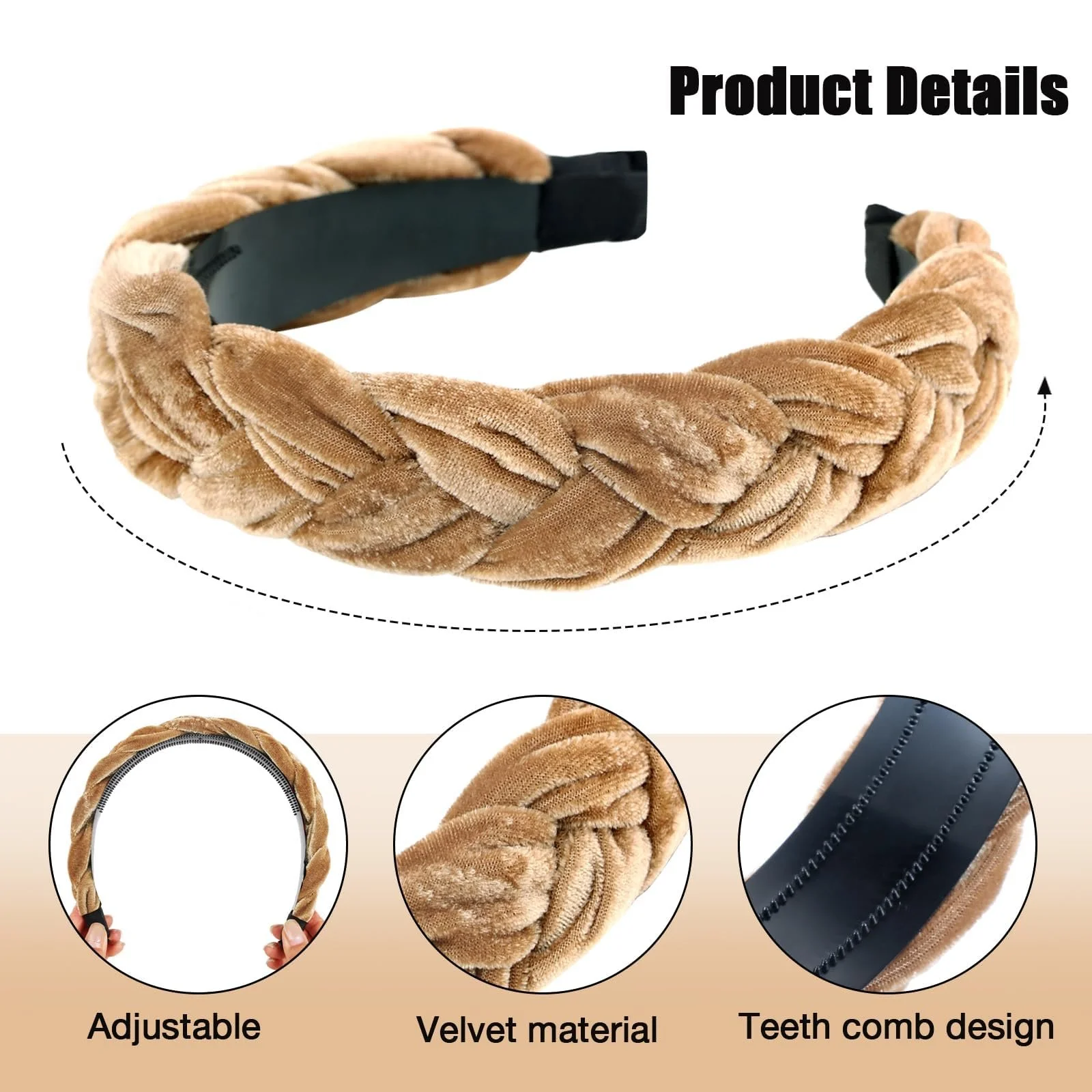 Обруч для волосся плетений Жіночий оксамитовий 4 шт, фото №2