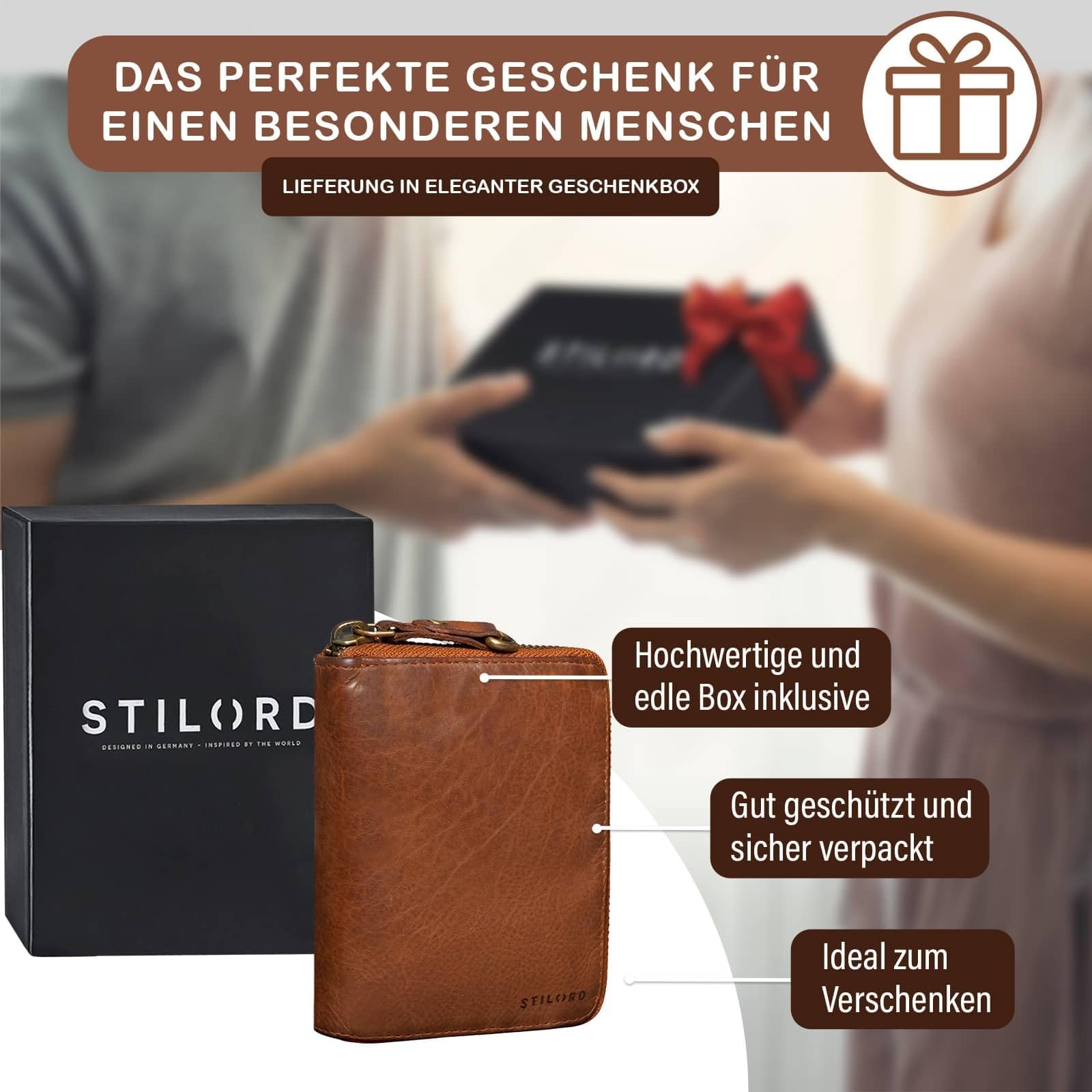 Кошелек STILORD 'Paris' Кожаный кошелек RFID премиум качества с NFC защитой Винтажный кошелек из натуральной кожи с подарочной коробкой, фото №6