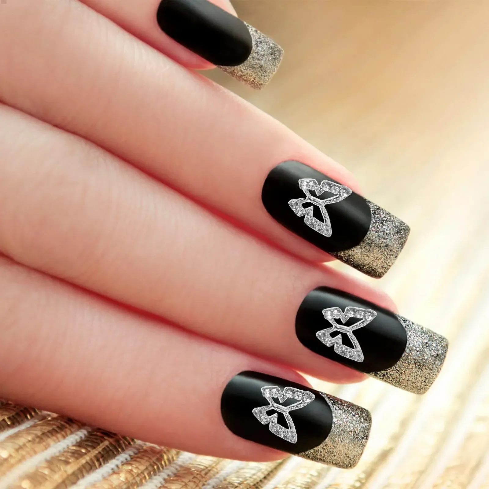 Прикраси для нігтів у формі метелика стрази та підвіски, фото №4