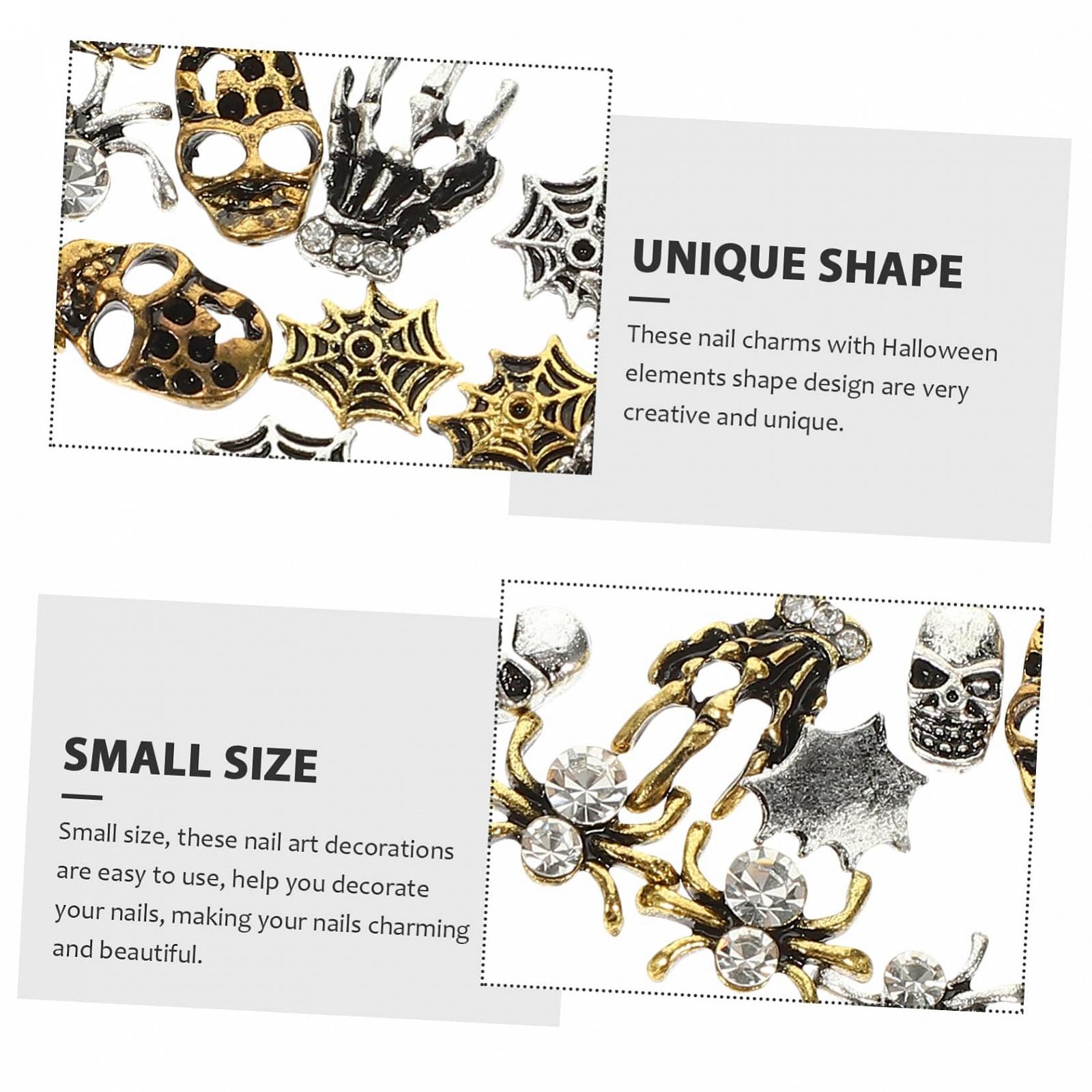 Металлические аксессуары для ногтей на Хэллоуин Паук Наклейки для ногтей Украшения для ногтей Подвески для ногтей для женских ногтей Драгоценные камни для ногтей, 32 шт, фото №6