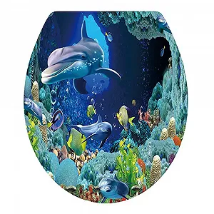 Наклейка на кришку унітазу Fishes Dolphin Decorative Decal - Фото 1