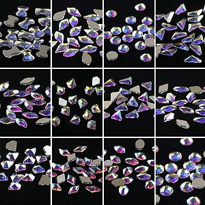 Украшения для ногтей Микс AB Rainbow Треугольник Ромб Диамант Плоский Черный 60 шт. synthetic.ua - Фото 1