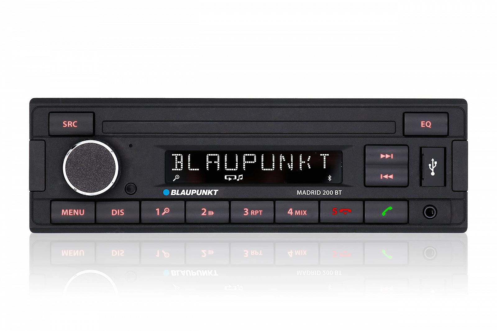 Магнітола Blaupunkt Madrid 200 BT з Bluetooth, RDS тюнером, Hands-Free, USB, Aux-In, 1-DIN, чорна, фото №1