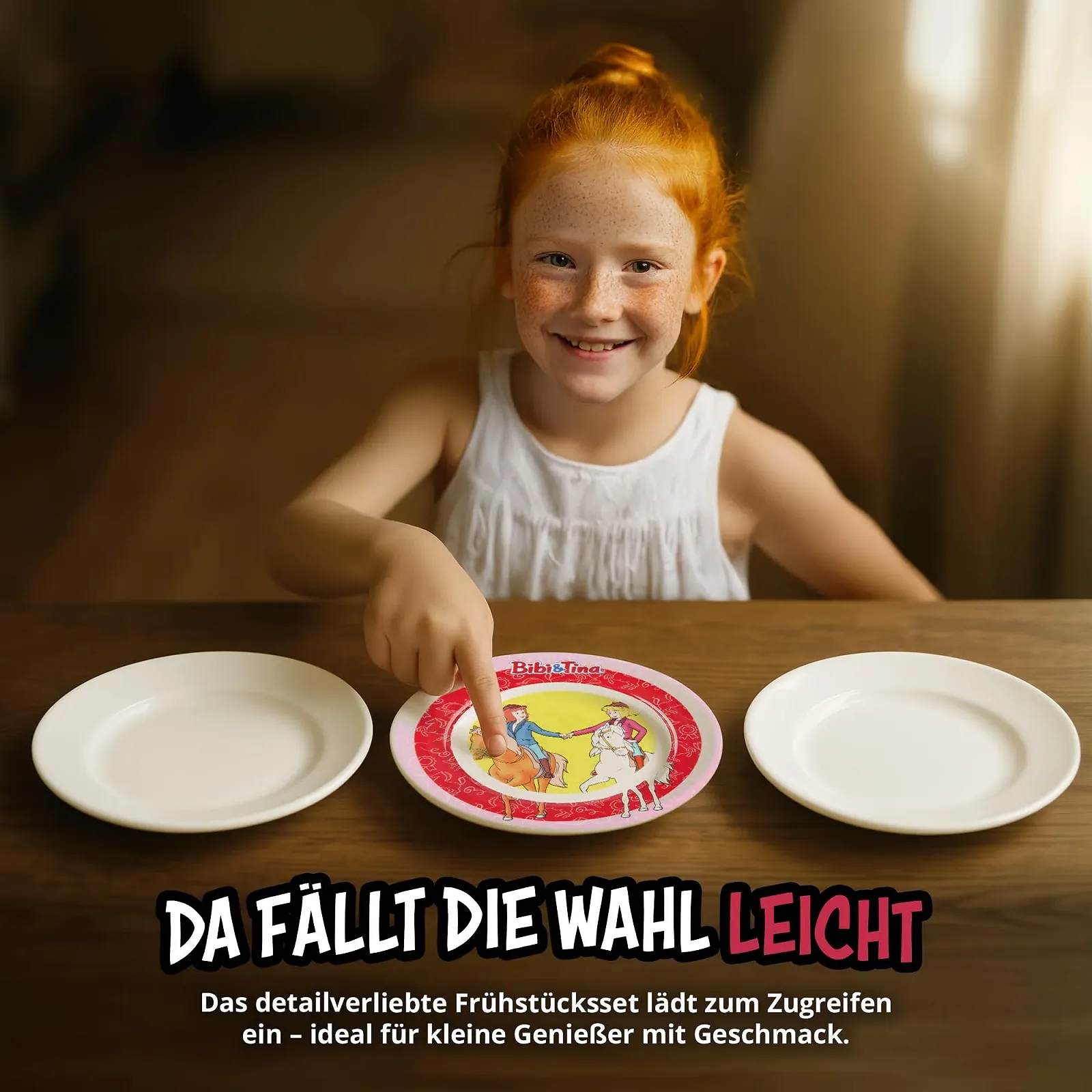 Набор детской посуды United Labels Bibi & Tina из 3 предметов, розово-красный, фарфоровый, фото №4 Набор детской посуды United Labels Bibi & Tina из 3 предметов, розово-красный, фарфоровый, фото №4