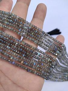 Бусины Лабрадорит круглые граненые 3.5-4 мм серый - Фото 1