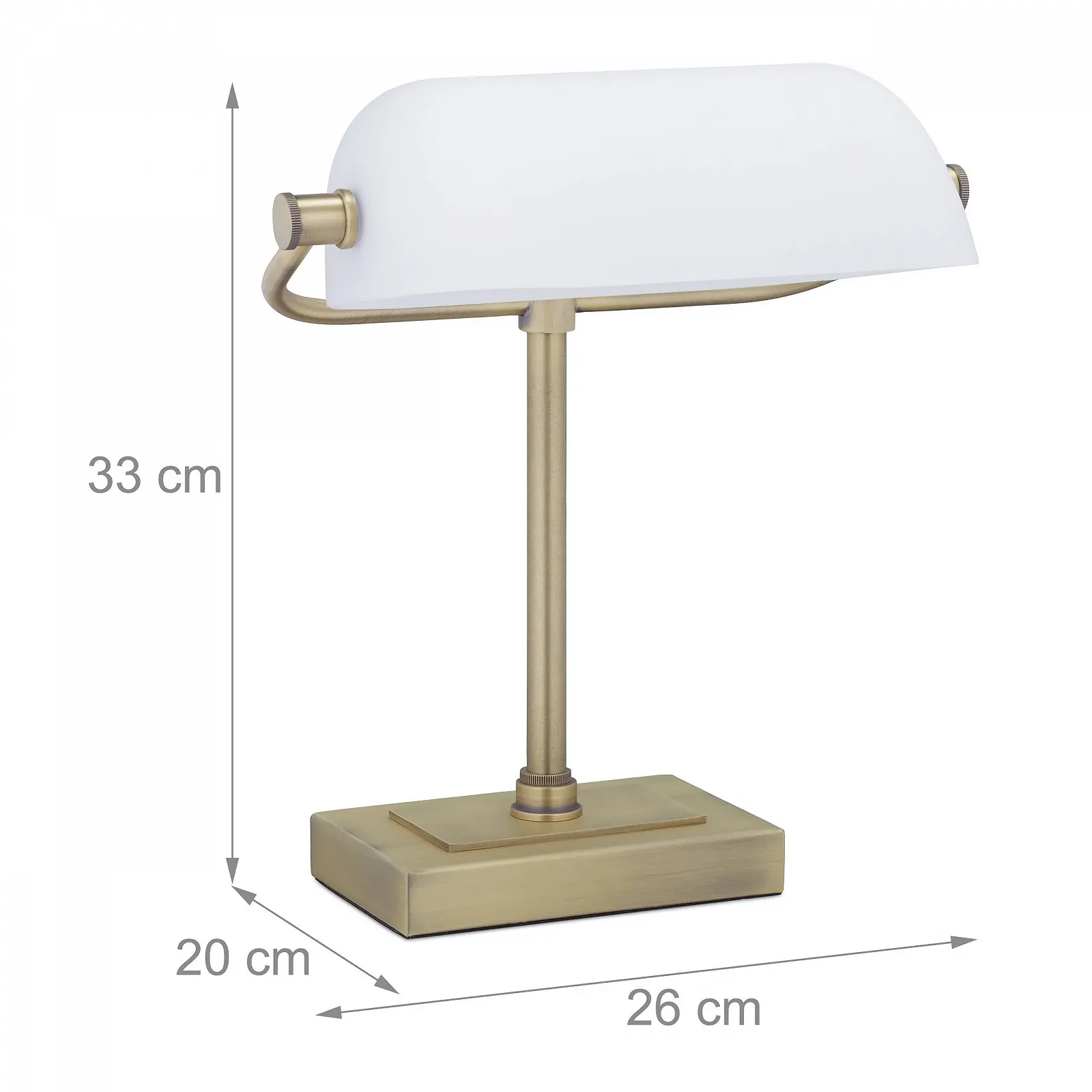 Настільна лампа Relaxdays Retro Banker 33 x 26 x 20 см Біла/Латунь, фото №4