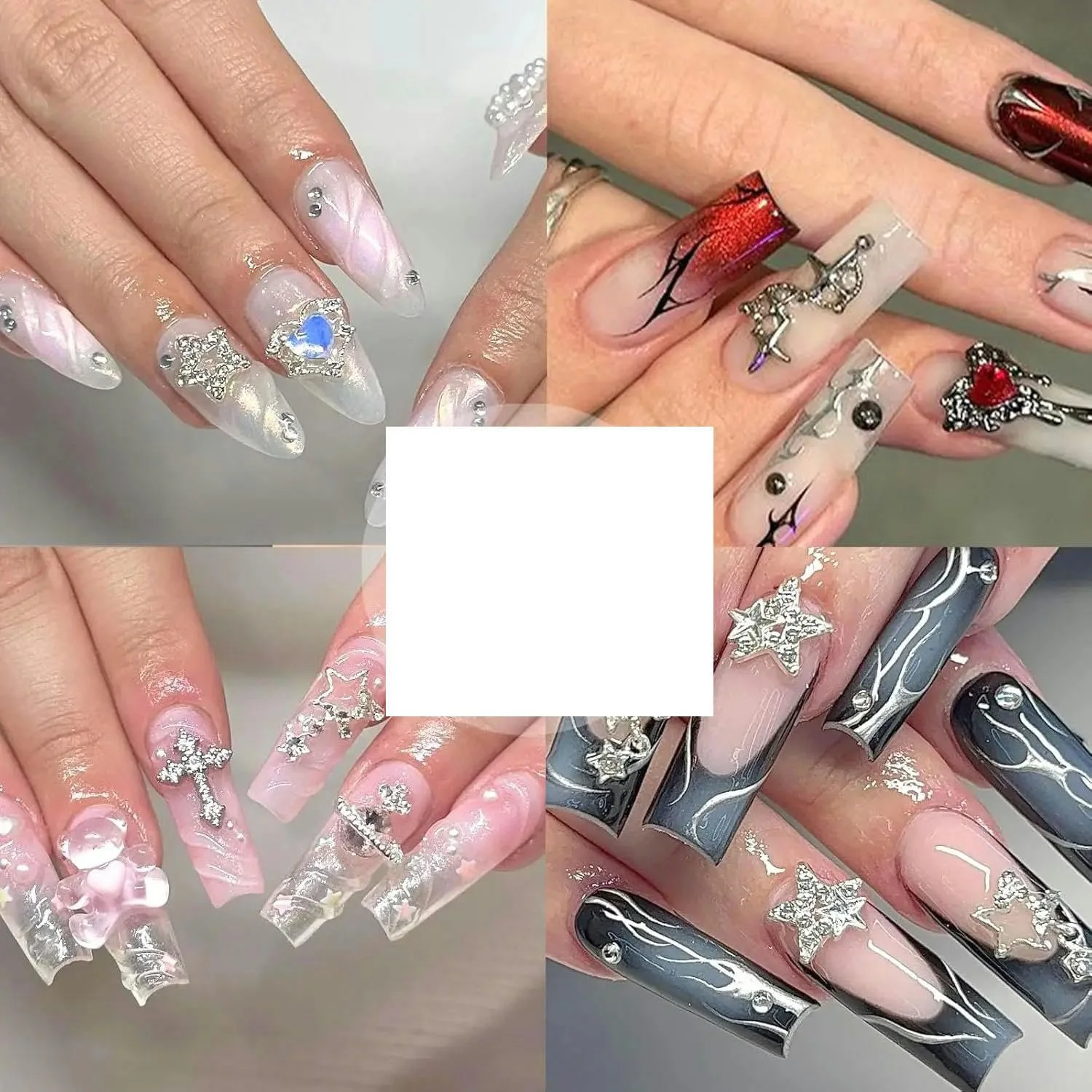 Украшения для ногтей 3D Звезда и Драгоценности Планета Сатурн Серебро, 85 шт, фото №5
