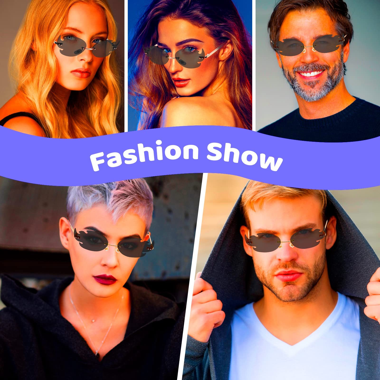 Солнцезащитные очки Pipihome Flames Без оправы Огненная форма, фото №5