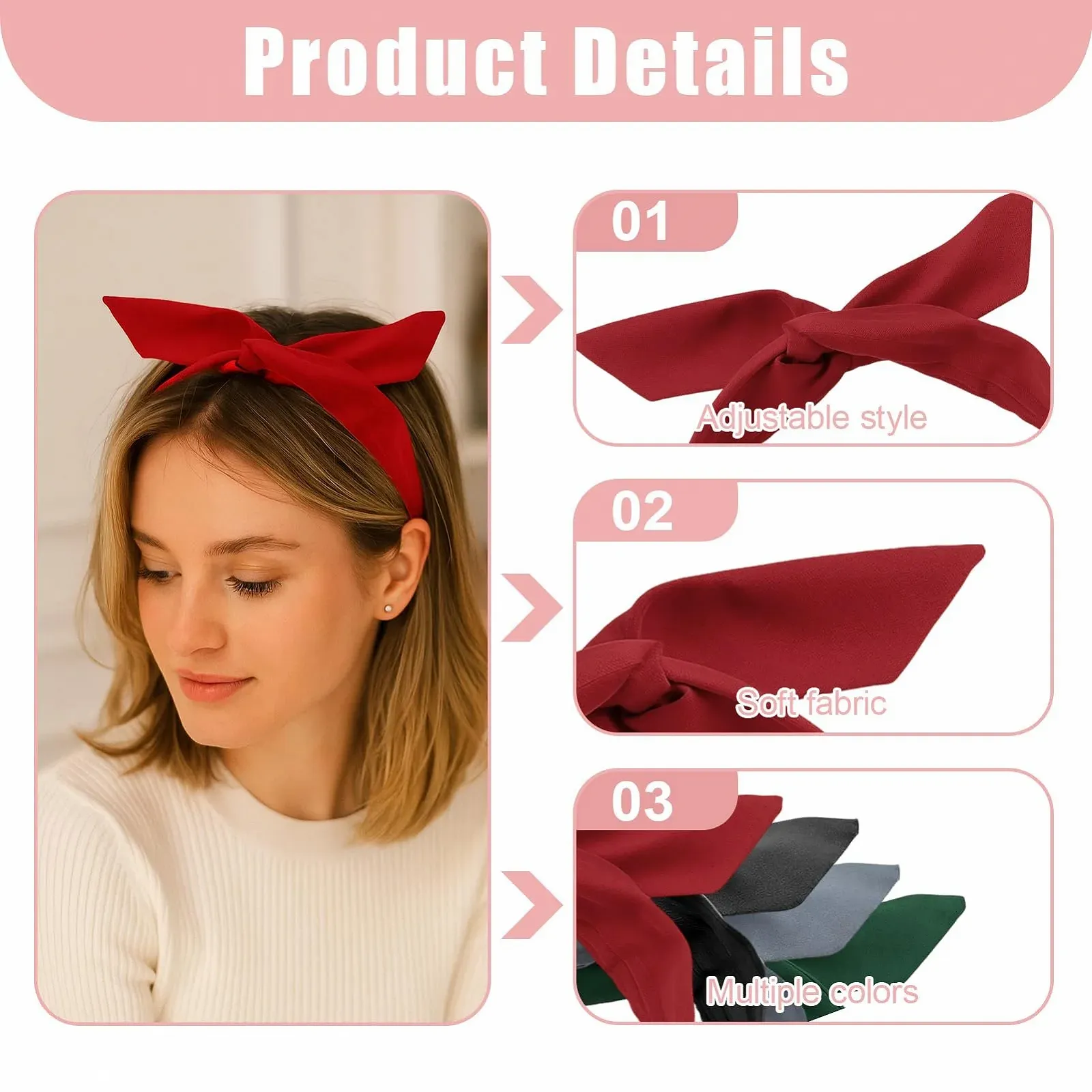 Набір пов'язок для волосся з бантом Alice 4 шт, фото №3