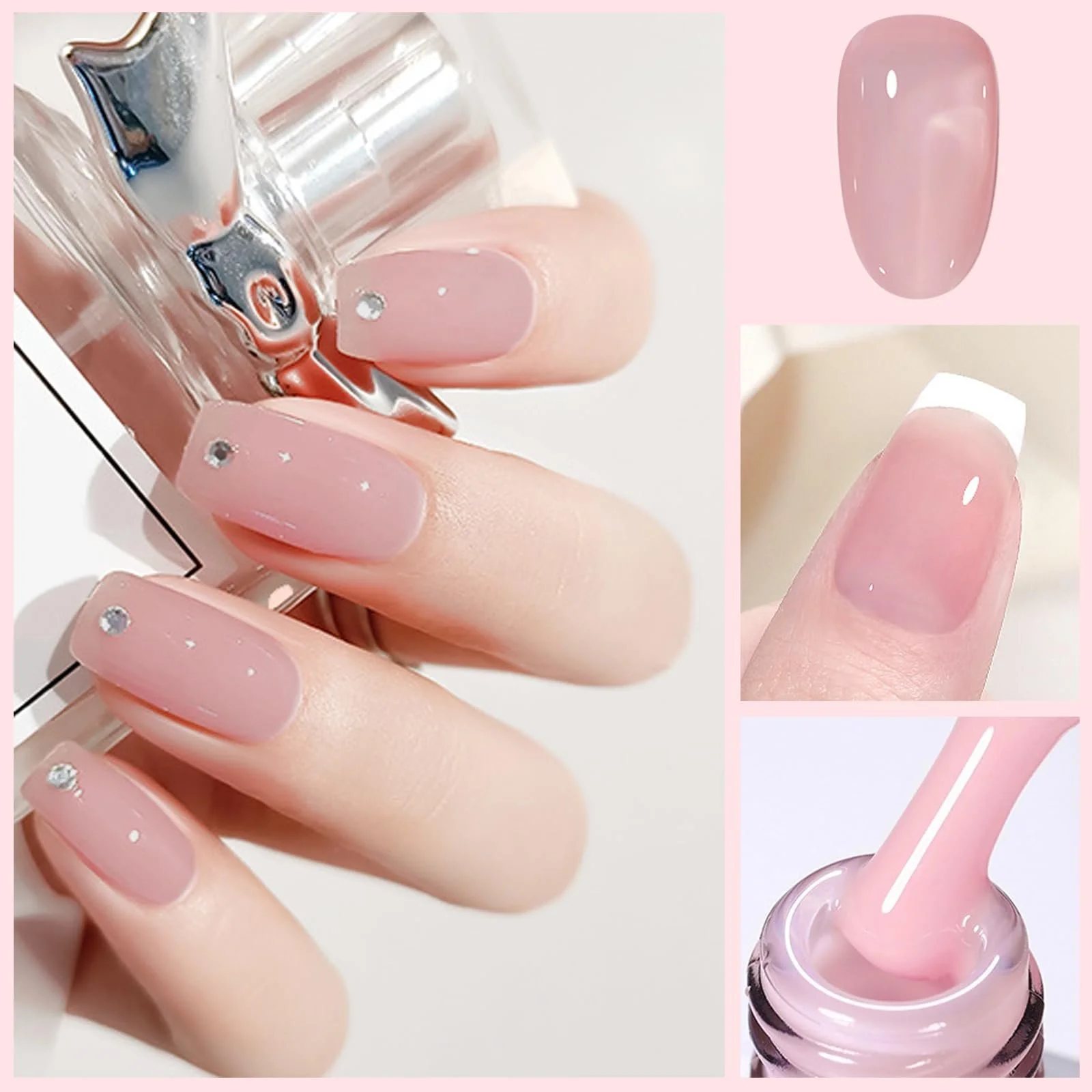 Набор для французского маникюра, желеобразный розовый и белый гель-лак, набор желеобразного геля для французских кончиков с 3 шт. ручкой для нейл-арта и штампом для ногтей, УФ-лак для маникюра в салоне, фото №7
