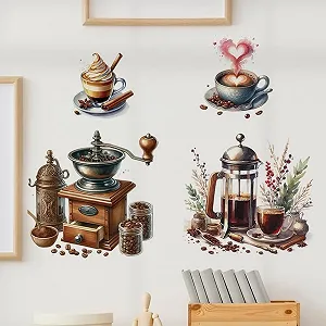 Наклейка на стіну COVPAW Coffee Time Кавовий набір 30 x 60 см - Фото 1