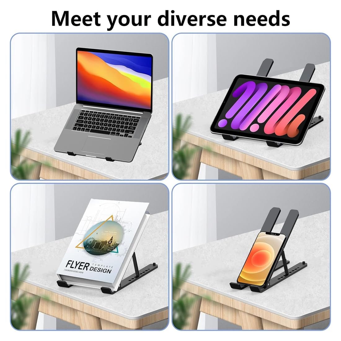 Підставка для ноутбука, складана, регульована по висоті, вентильована охолоджуюча, для ноутбуків 10-15.6 дюймів, фото №6