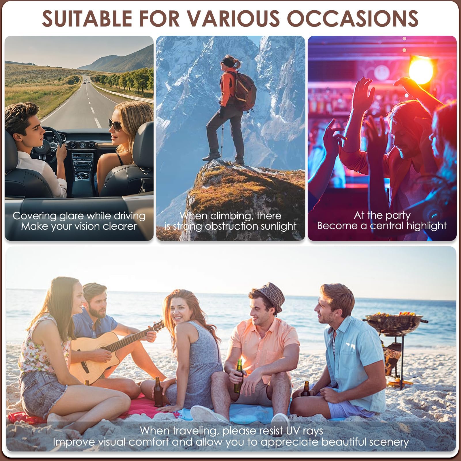 Сонцезахисні окуляри Dfuqanb 2 шт, Серцеподібні та полум'яні, Серце, Сірий, фото №7