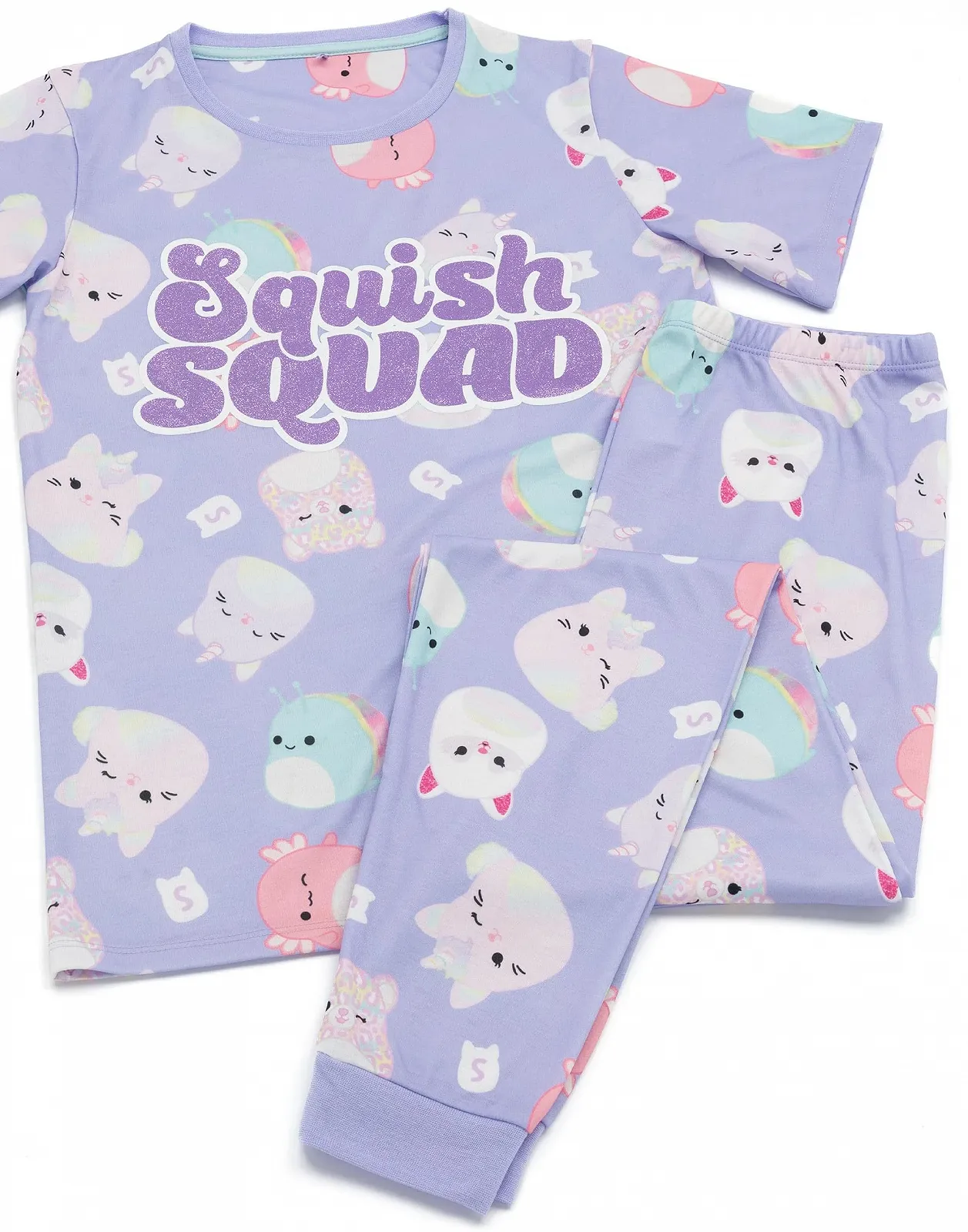 Пижама Squishmallows для девочек Фиолетовый (Верх с короткими рукавами, длинные штаны), фото №6 Пижама Squishmallows для девочек Фиолетовый (Верх с короткими рукавами, длинные штаны), фото №6