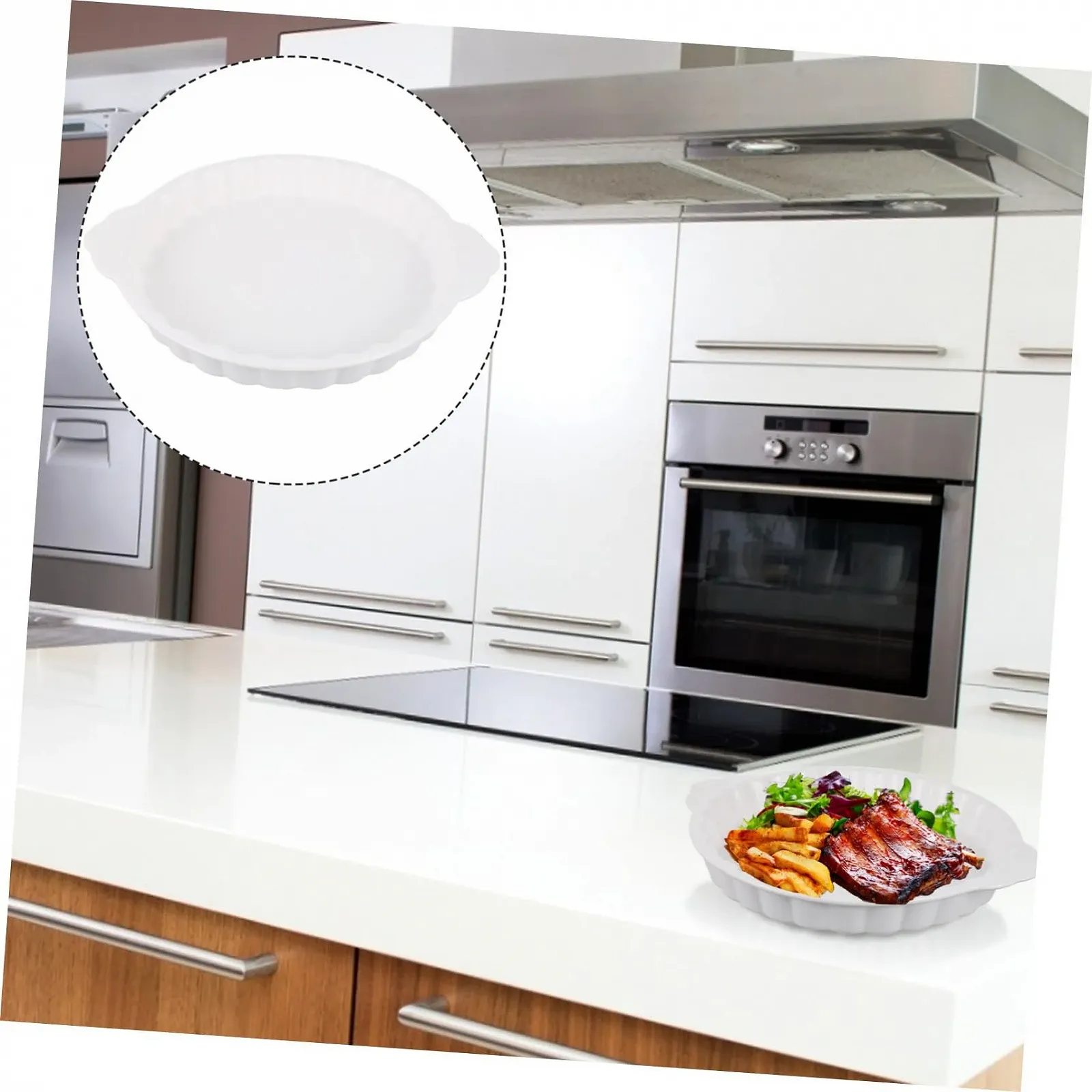 Форма для запекания TOYANDONA керамическая с двойными ручками термостойкая Круглая, фото №5