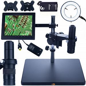 Цифровой микроскоп Rosfix Earth Pro MCEP-0.5X, 8" дисплей, держатель 200 мм, 56xLED подсветка, увеличение 7–45x, C-Mount - Фото 1