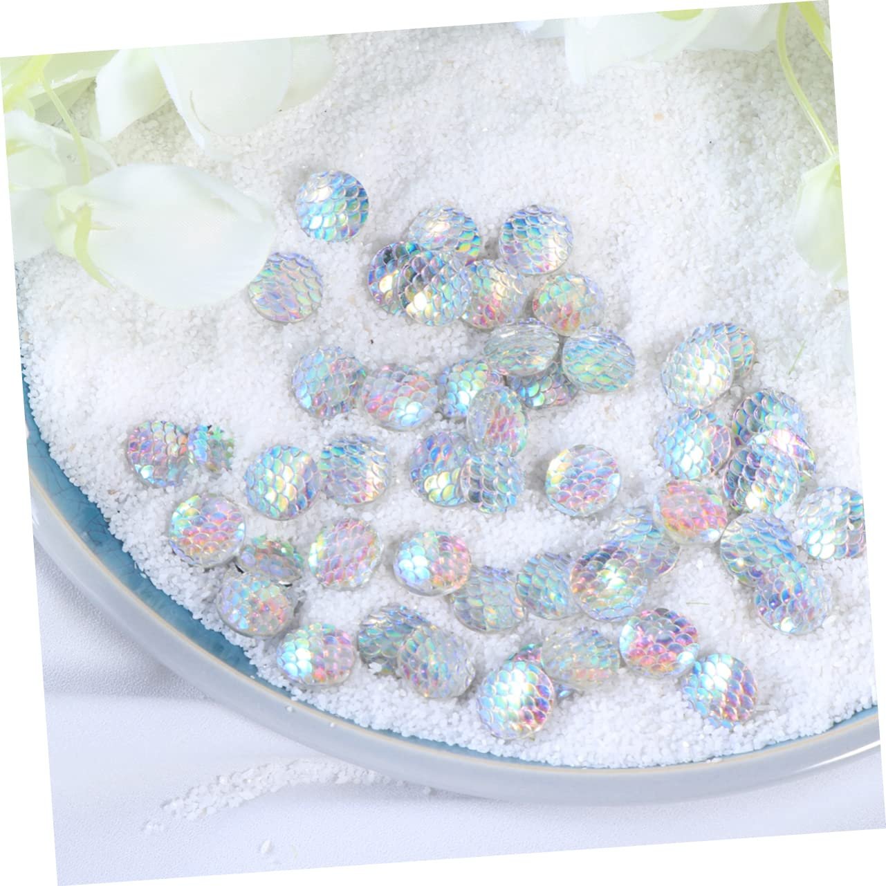 Стрази з смоли COHEALI круглі райдужні, багатогранні, глянцеві, з плоскою задньою частиною для DIY прикрас, одягу, сумок, 50 шт., фото №7