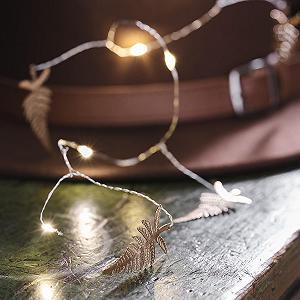 Гірлянда Lights4fun Micro LED Fairy Lights, теплий білий, золоте листя, живлення від батарейок, з таймером synthetic.ua - Фото 1