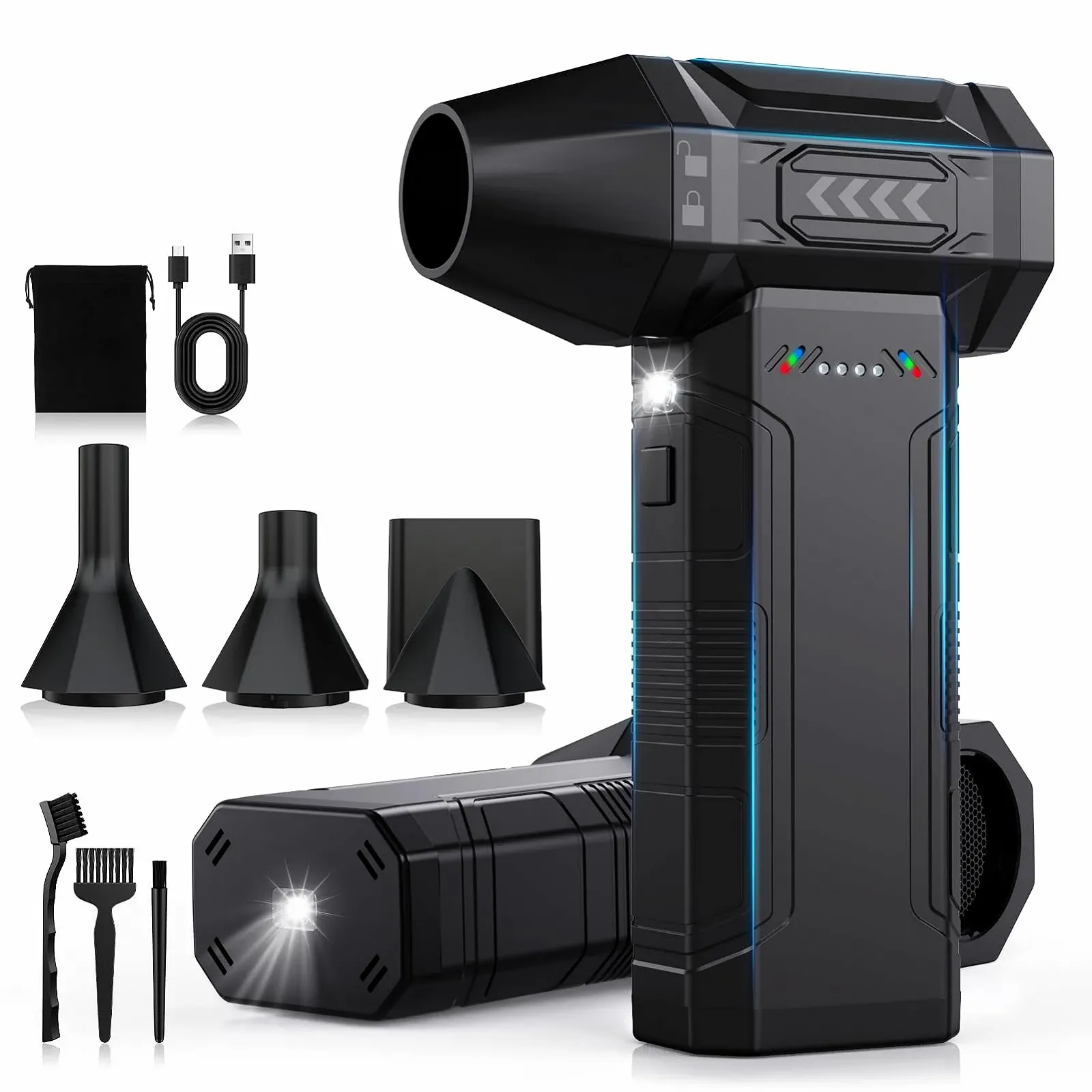 Электрическая воздуходувка CCmall T0300 4 скорости 180,000 RPM 10,000 mAh Dark Black, фото №1 Электрическая воздуходувка CCmall T0300 4 скорости 180,000 RPM 10,000 mAh Dark Black, фото №1