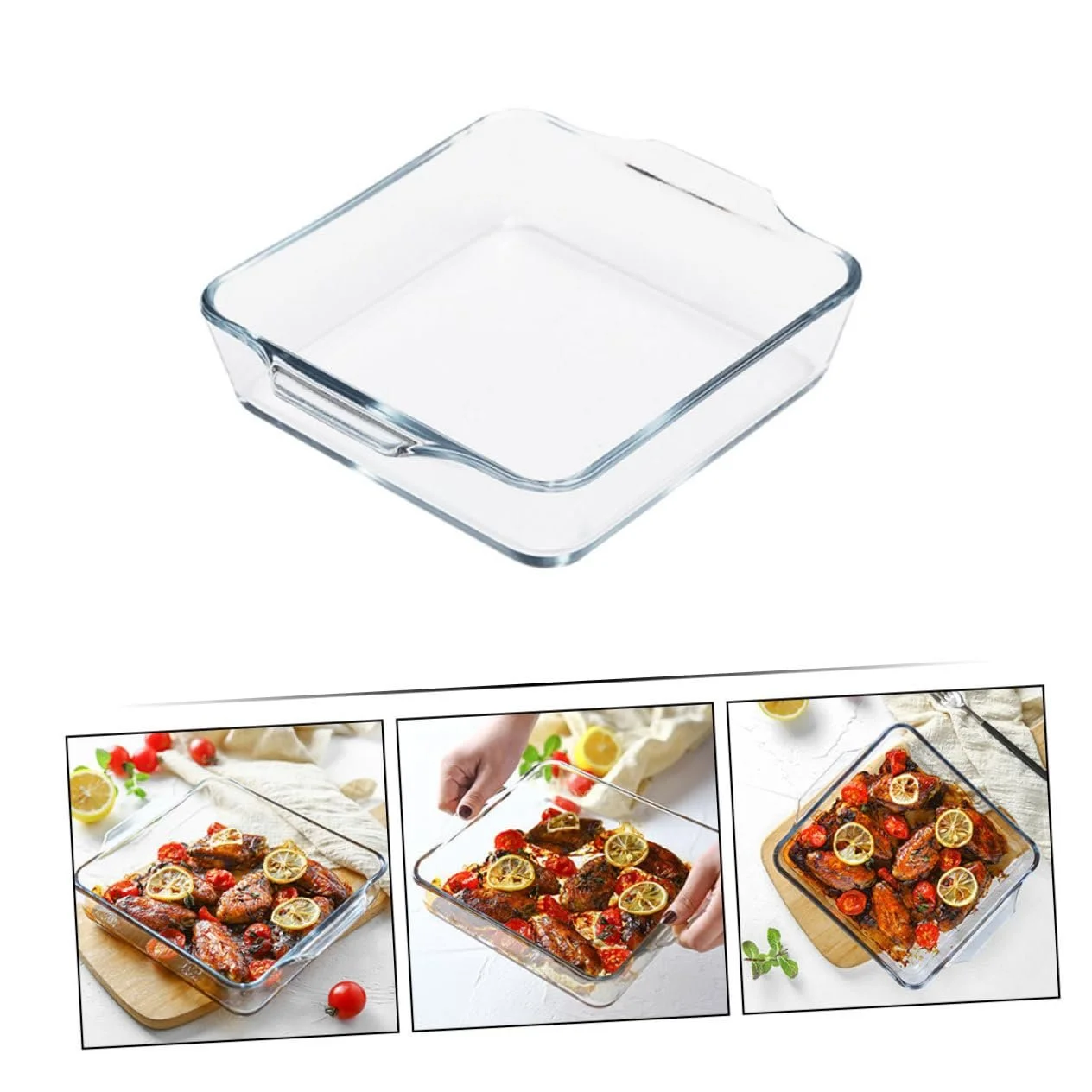 Форма для запекания стеклянная термостойкая с двойными ручками овальная, фото №3