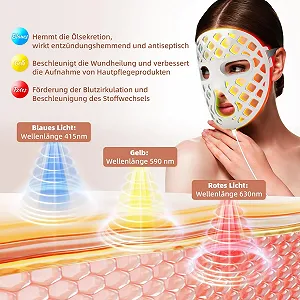 LED Маска для лица Трехцветная, красный свет, для красоты лица, антивозрастная, омолаживающая, подтягивающая synthetic.ua - Фото 1