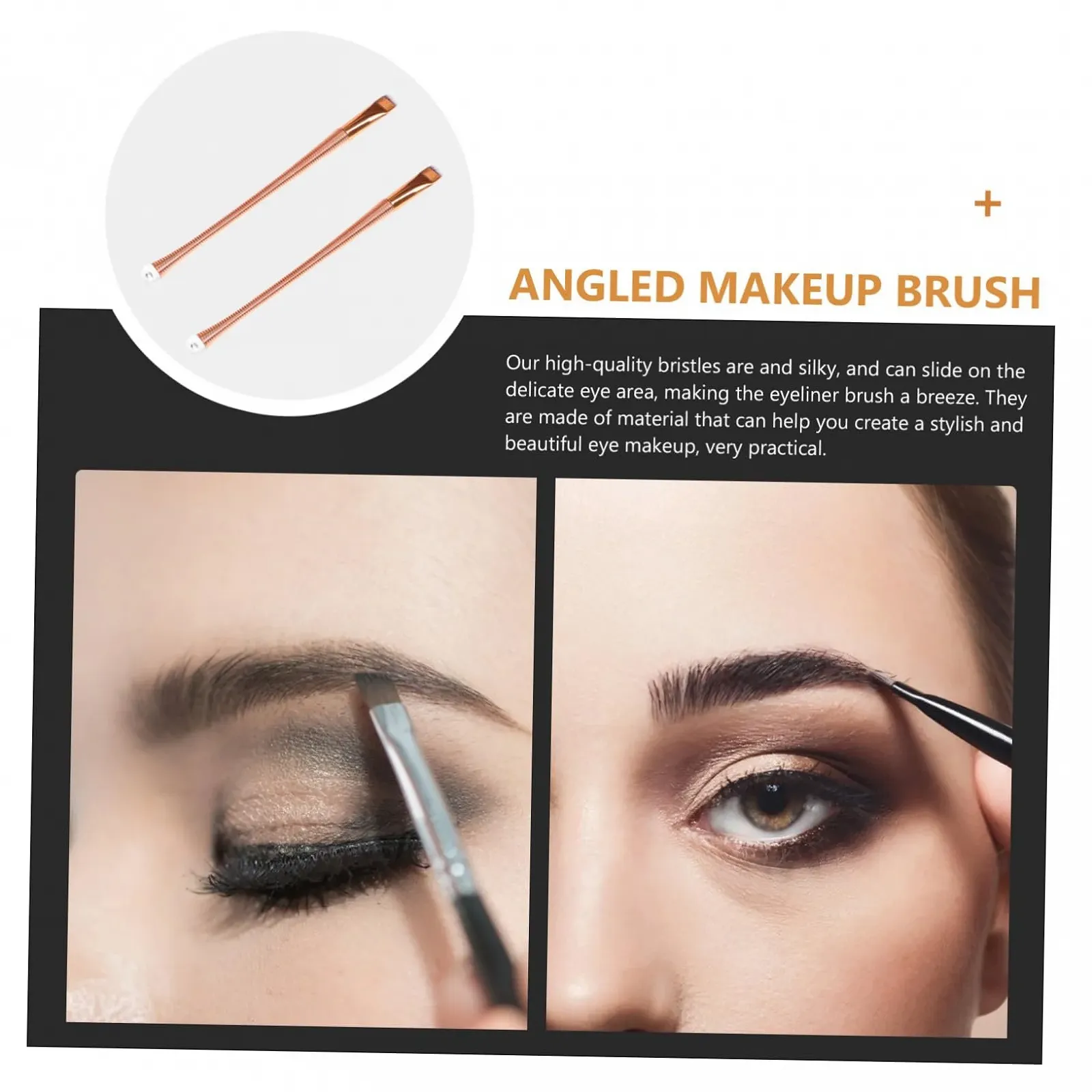 Пензлі DOITOOL для підводки очей, скошений, для макіяжу, креативний, тонкий, кутовий, пластиковий, плоский, фото №4