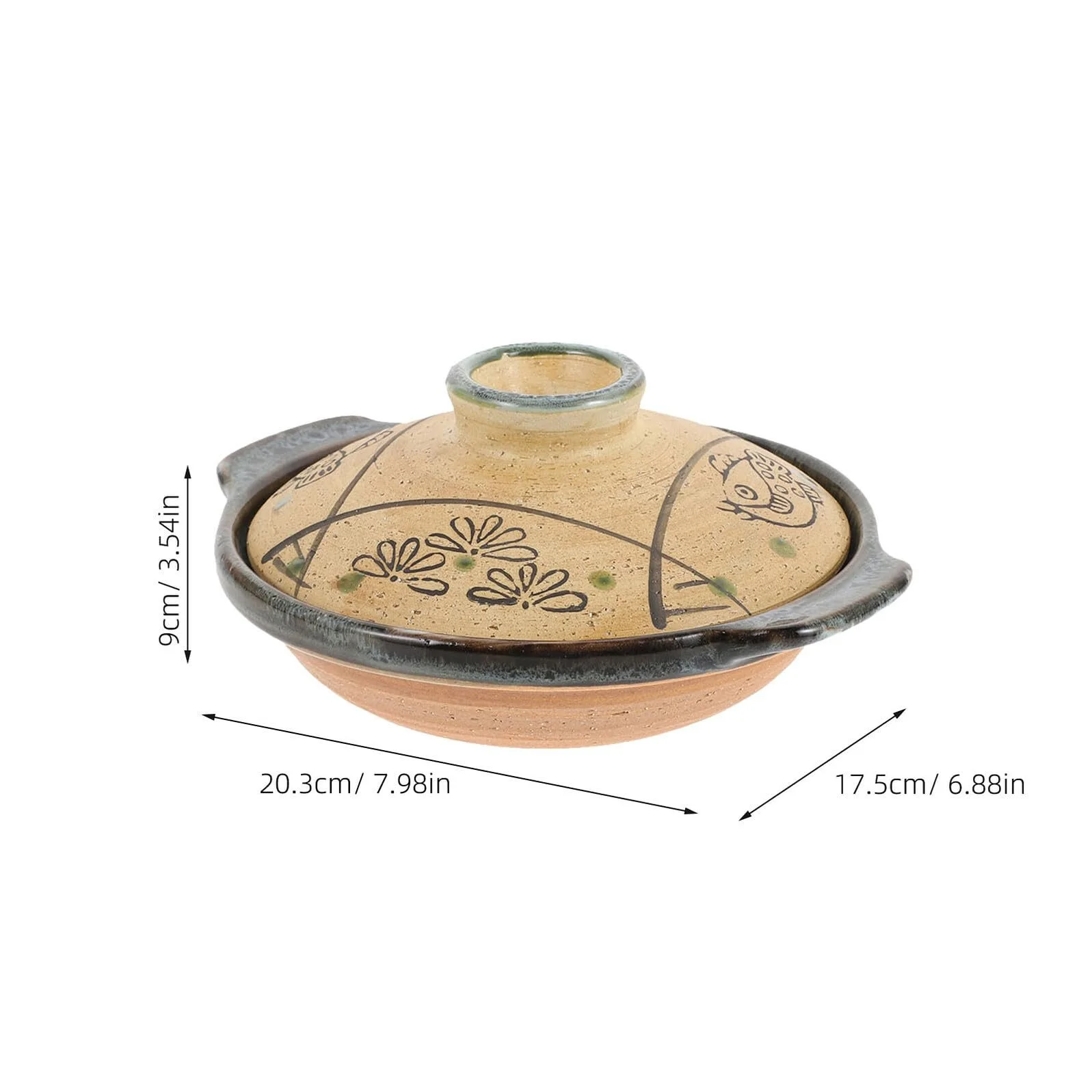 Кастрюля Японская Керамическая 18 см Термостойкая с крышкой, фото №2