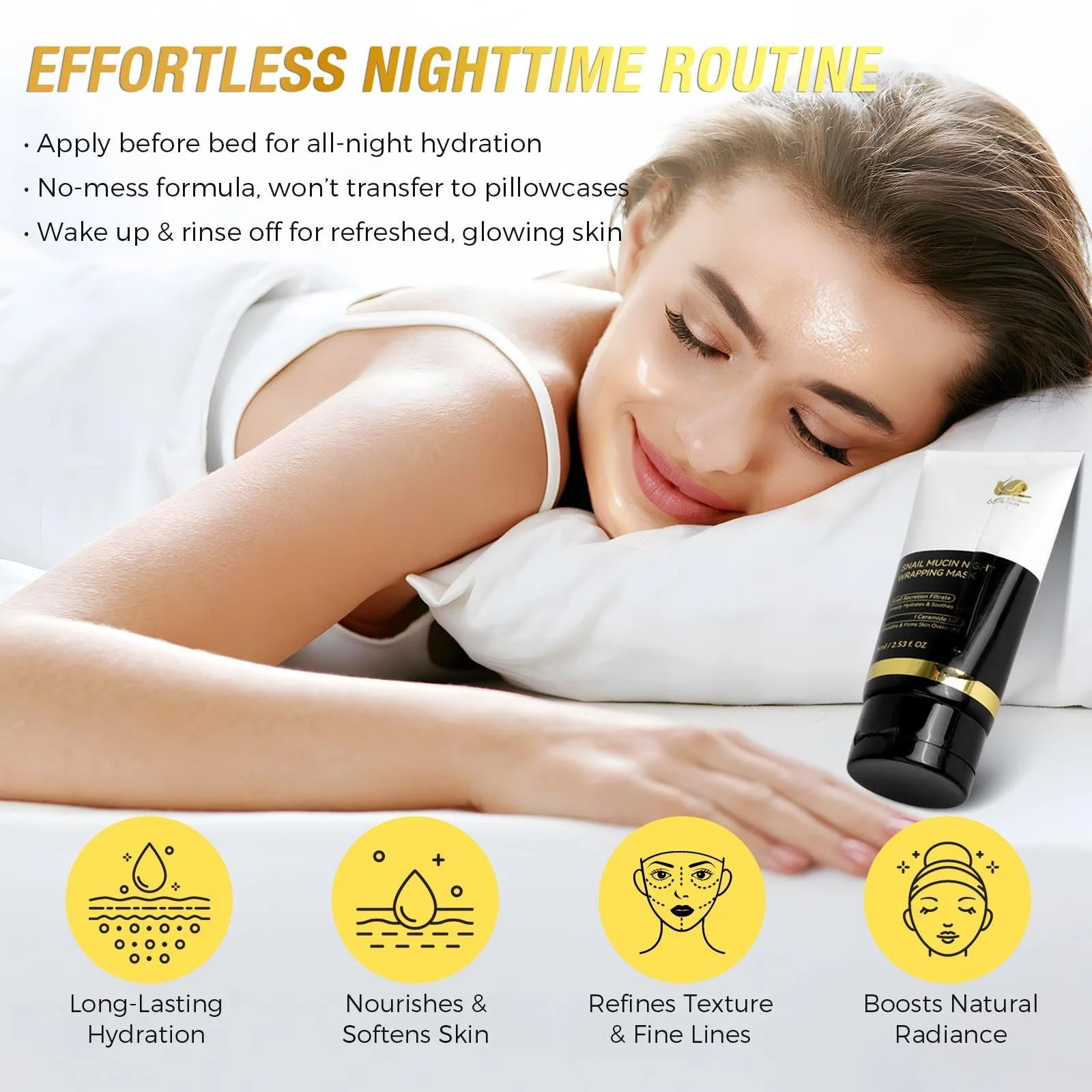 Маска для обличчя Нічна з муцином равлика Anti-Ageing, 2 шт, фото №4